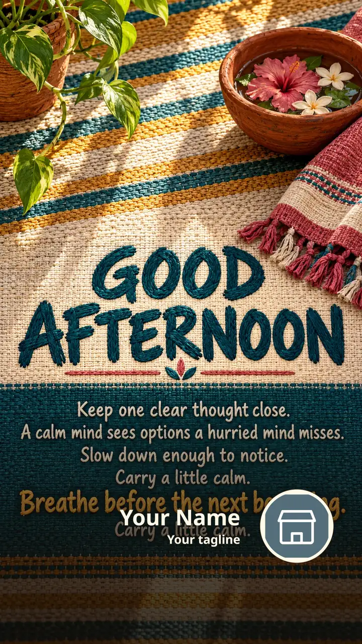 GOOD AFTERNOON - Keep one clear thought close. - A calm mind sees - Afternoon Image