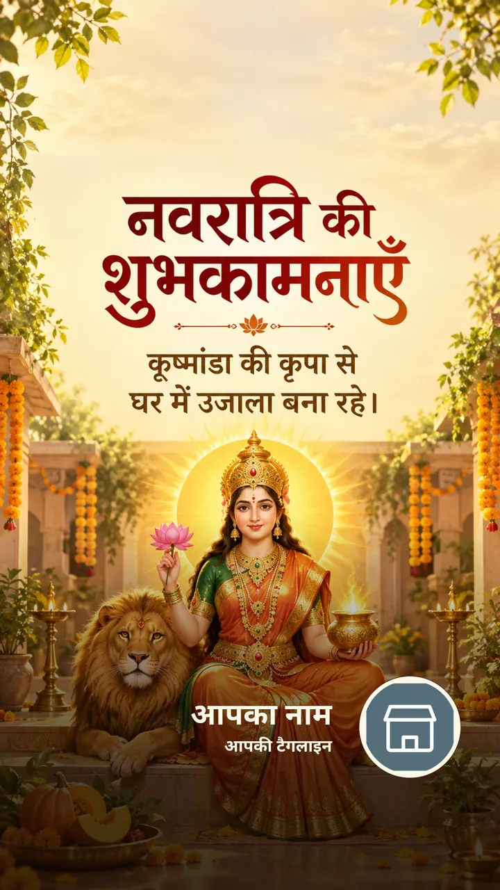 नवरात्रि की शुभकामनाएँ - कूष्मांडा की कृपा से - Festival Image, फूल, दीया