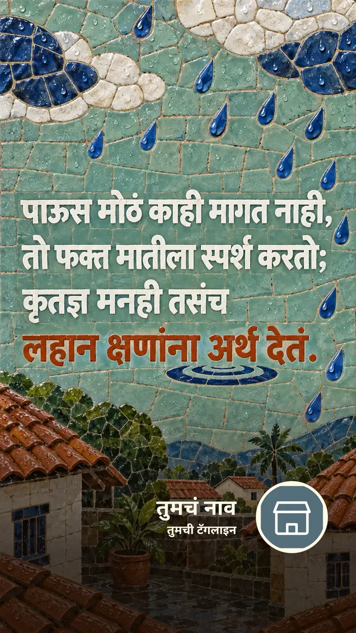 पाऊस मोठं काही मागत नाही, - Suvichar Image, निसर्ग, पाऊस, गाव