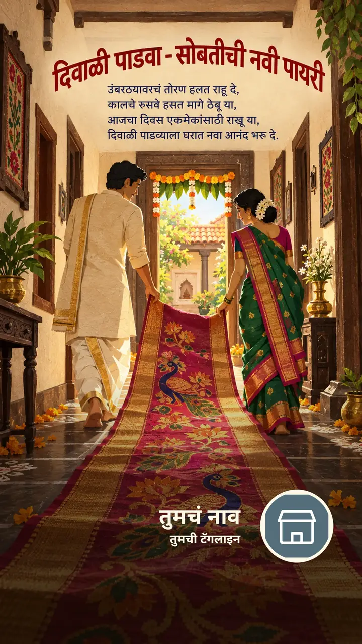 दिवाळी पाडवा - सोबतीची नवी पायरी - Festival Image, फुलं, निसर्ग, दिवा, जोडपं