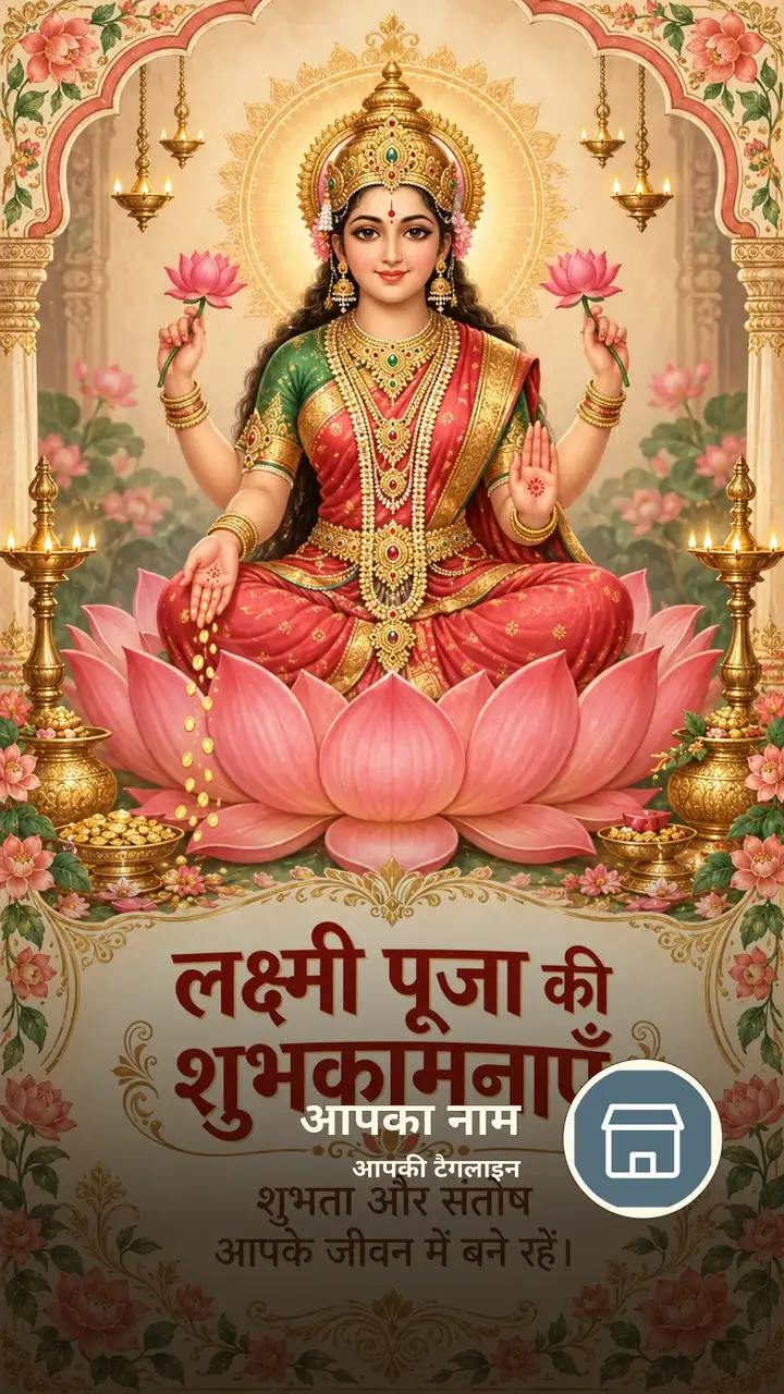 लक्ष्मी पूजा की शुभकामनाएँ - शुभता और संतोष - Festival Image, फूल, कमल, लक्ष्मी