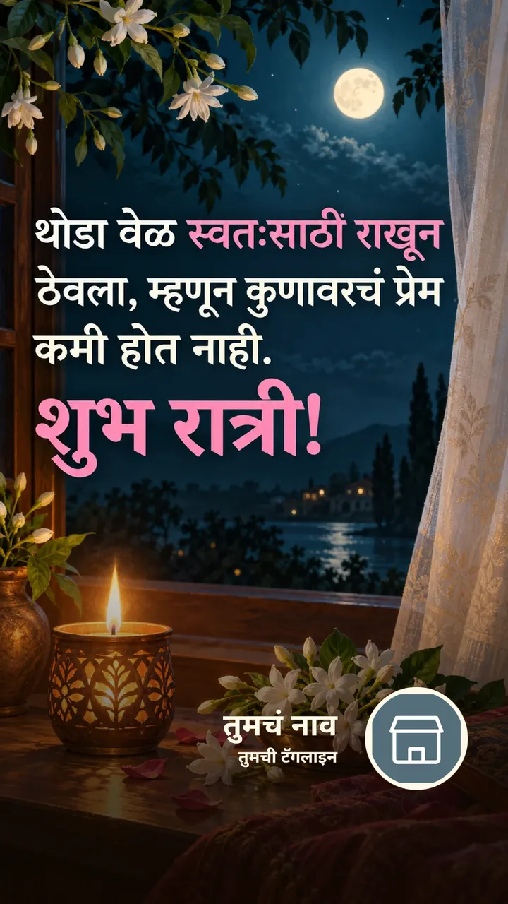 थोडा वेळ स्वतःसाठी राखून - Shubh Ratri Image, फुलं, मेणबत्ती