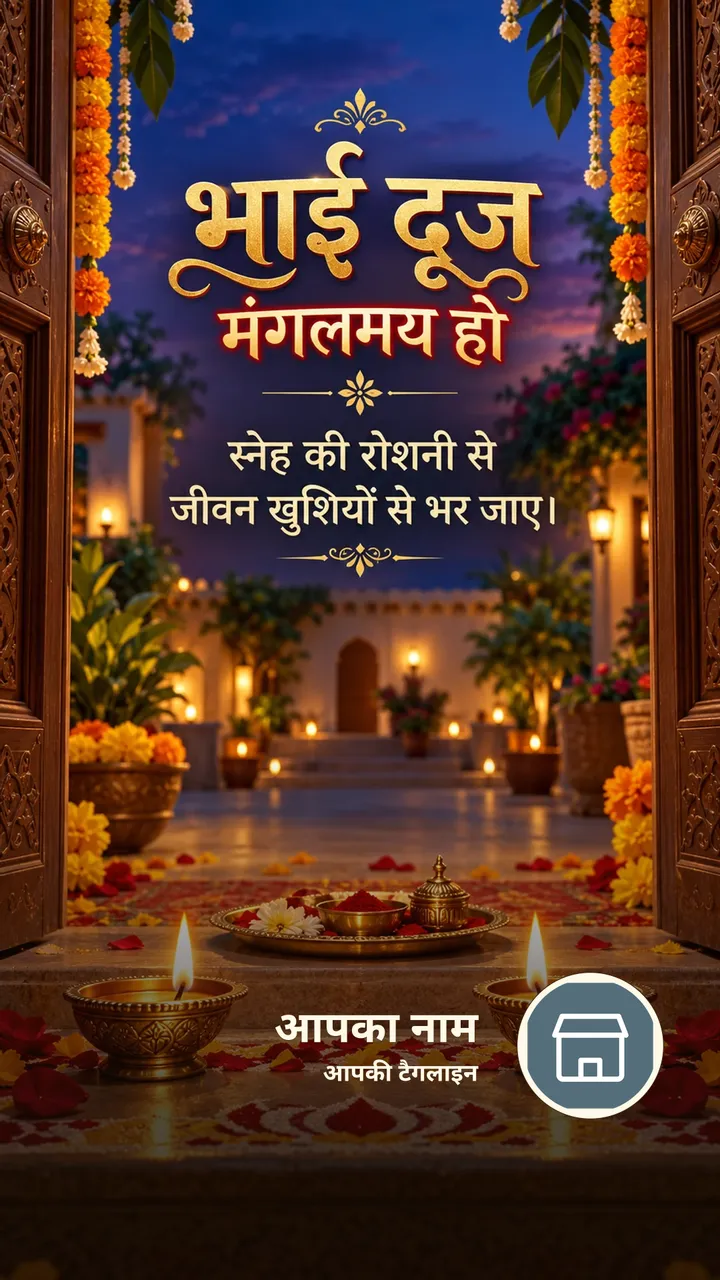 भाई दूज मंगलमय हो - Festival Image, फूल, प्रकृति, दीया