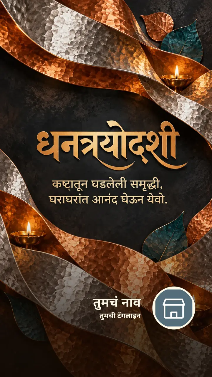 धनत्रयोदशी - कष्टातून घडलेली समृद्धी, - Festival Image, दिवा