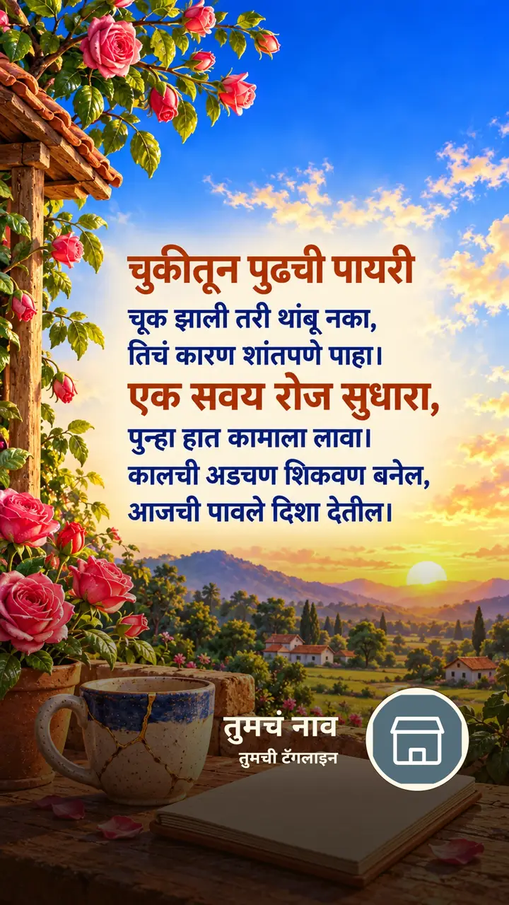 चुकीतून पुढची पायरी - Motivation Image, गुलाब, फुलपाखरू, गाव