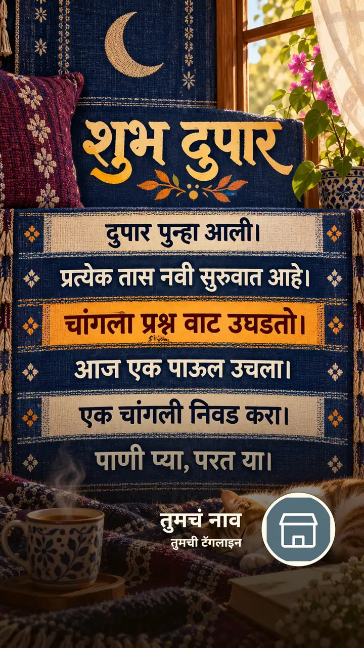 शुभ दुपार - दुपार पुन्हा आली। - प्रत्येक तास नवी सुरुवात - Shubh Dupar Image