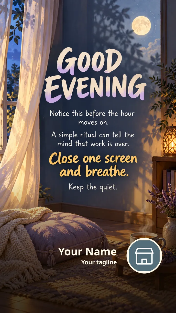 GOOD EVENING - Notice this before the hour moves on. - A simple - Good Evening Image