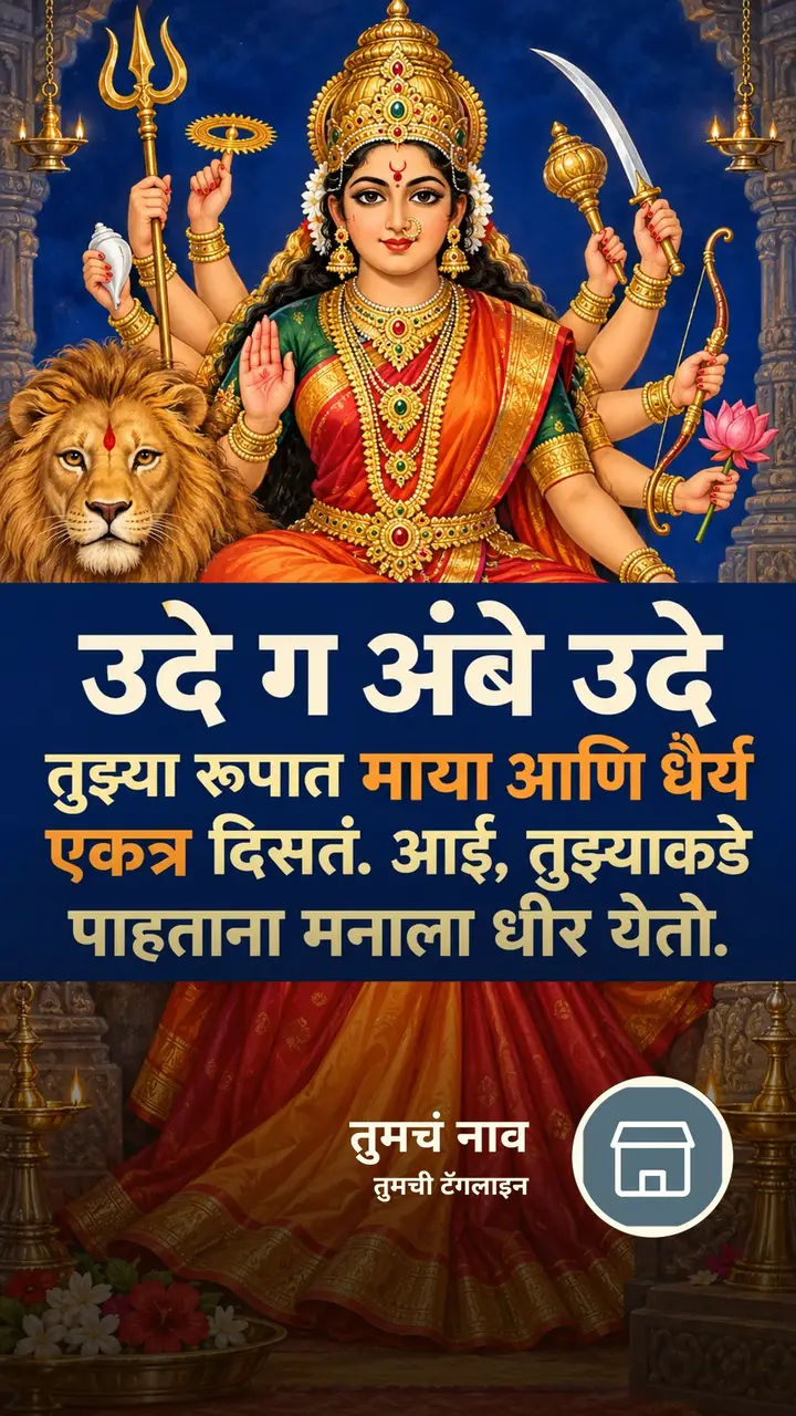 उदे ग अंबे उदे - तुझ्या रूपात माया आणि धैर्य - Bhakti Image, फुलं, आकाश, दिवा, तुळजाभवानी
