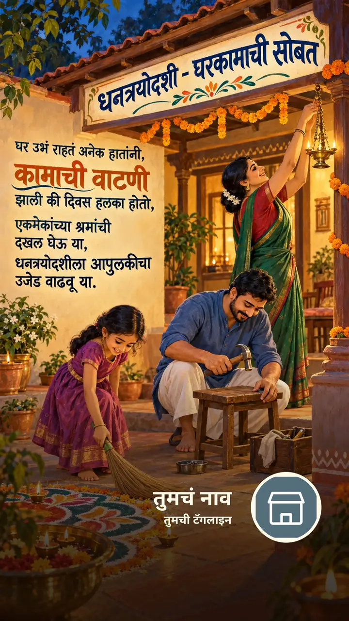धनत्रयोदशी - घरकामाची सोबत - Festival Image, फुलं, दिवा, गाव, कुटुंब