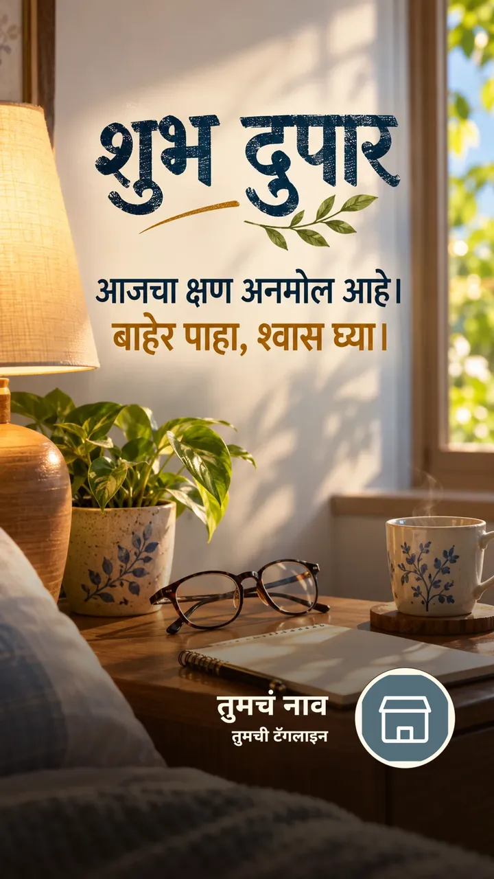 शुभ दुपार - आजचा क्षण अनमोल आहे। - बाहेर पाहा, श्वास - Shubh Dupar Image