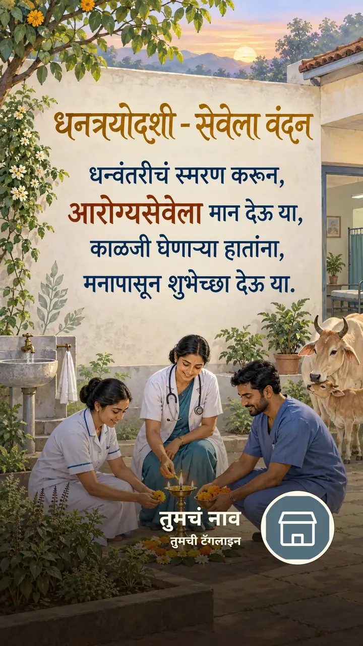 धनत्रयोदशी - सेवेला वंदन - Festival Image, फुलं, निसर्ग, दिवा, कुटुंब