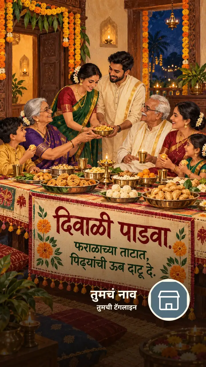 दिवाळी पाडवा. - फराळाच्या ताटात, - Festival Image, आकाश, दिवा, जोडपं