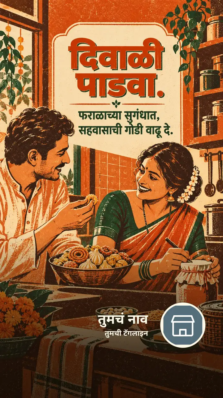 दिवाळी पाडवा. - फराळाच्या सुगंधात, - Festival Image, फुलं, दिवा, जोडपं
