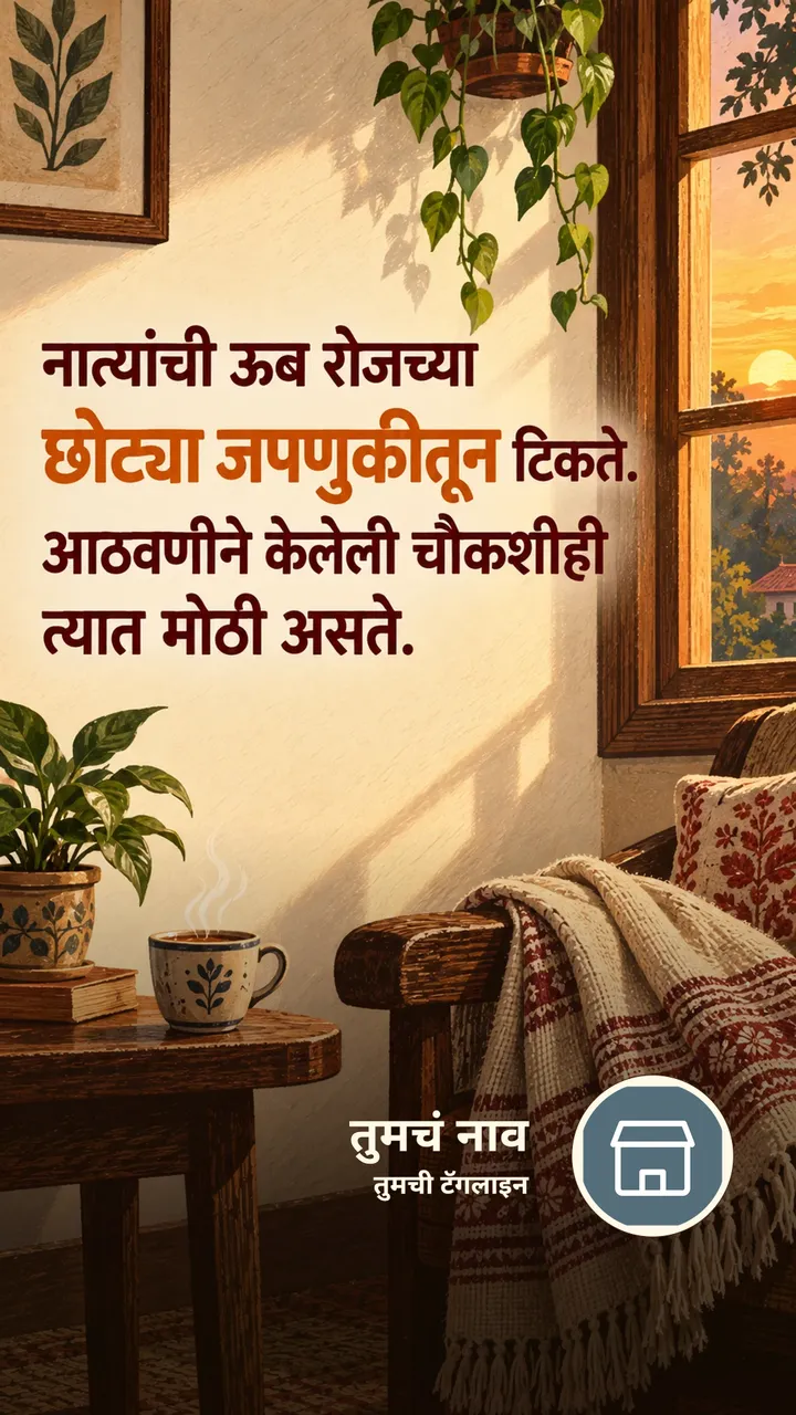 नात्यांची ऊब रोजच्या - Suvichar Image, कुटुंब