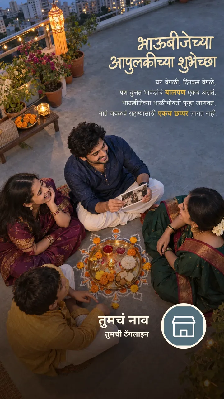 भाऊबीजेच्या आपुलकीच्या शुभेच्छा - Festival Image, फुलं, दिवा, कुटुंब, मित्र, मुलं