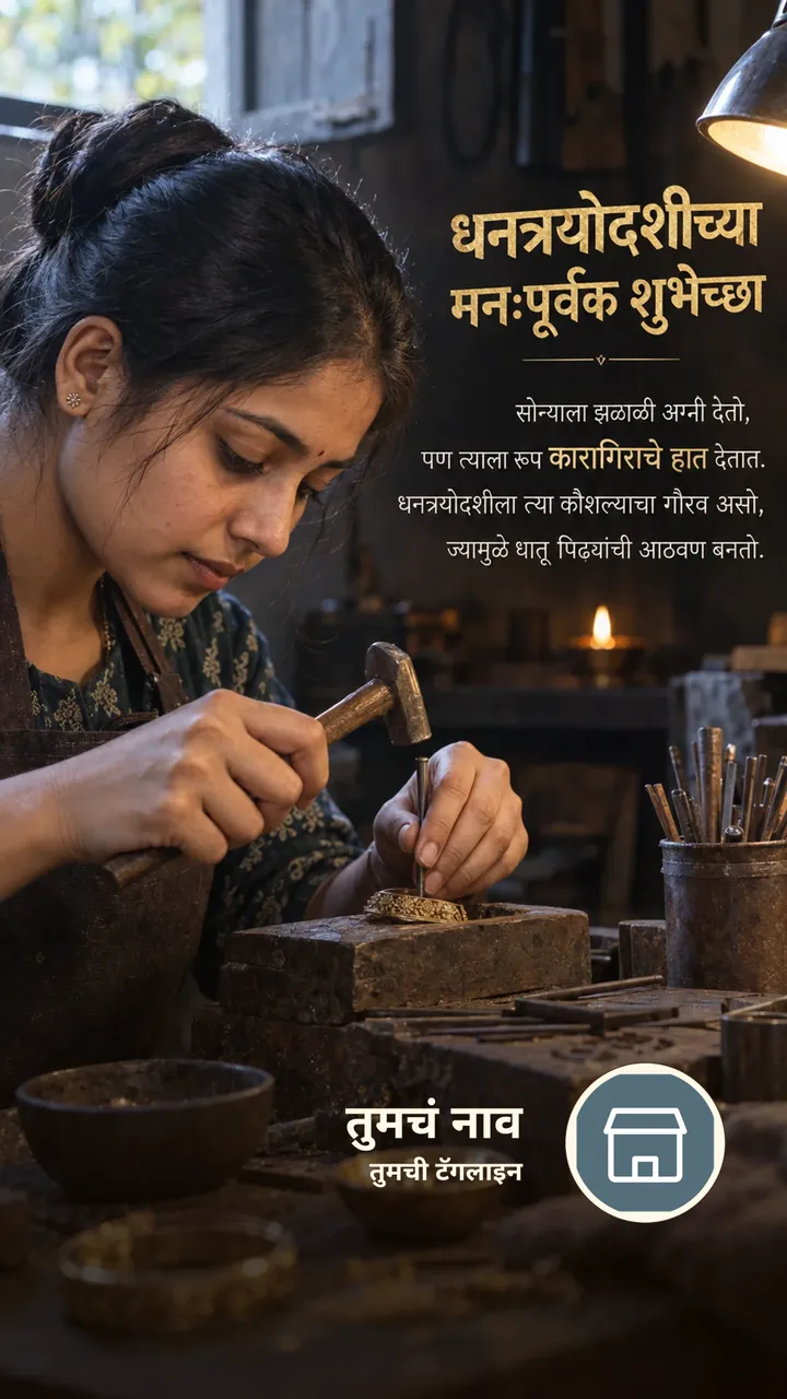 धनत्रयोदशीच्या मनःपूर्वक शुभेच्छा - सोन्याला झळाळी अग्नी - Festival Image, दिवा