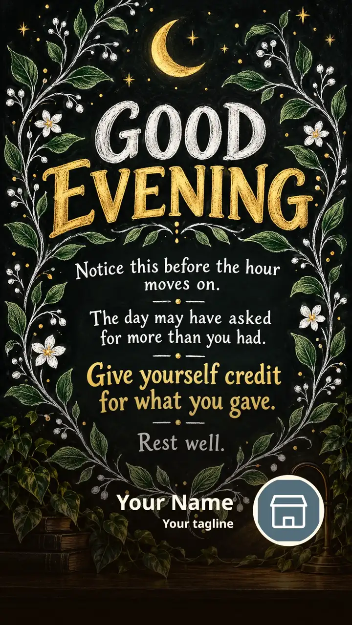 GOOD EVENING - Notice this before the hour moves on. - The day may - Good Evening Image