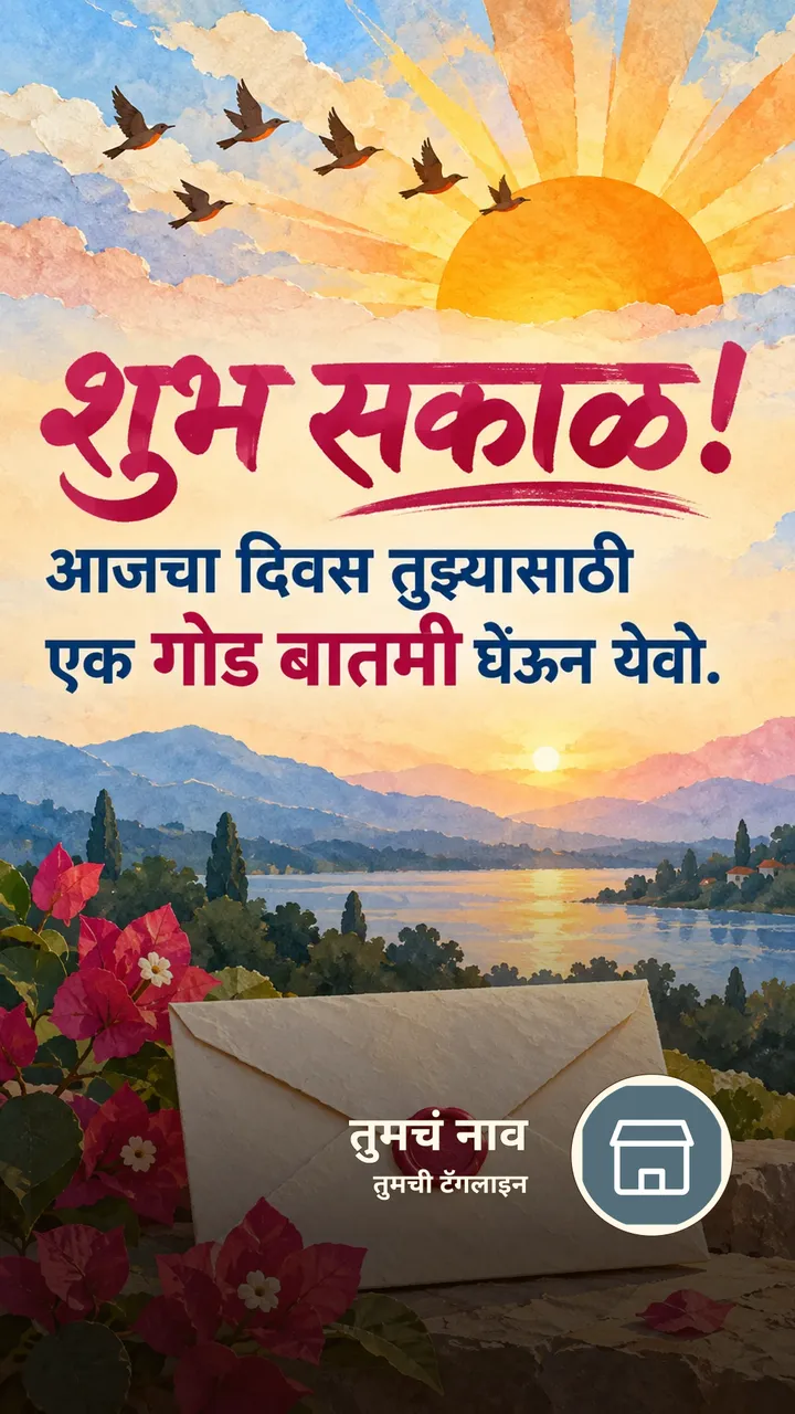 शुभ सकाळ! - आजचा दिवस तुझ्यासाठी - Shubh Sakal Image, सूर्योदय, पक्षी
