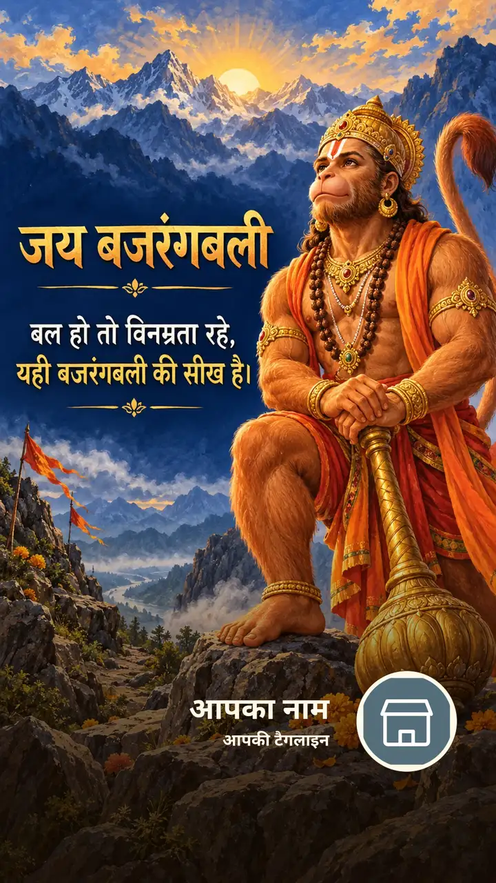 जय बजरंगबली - बल हो तो विनम्रता रहे, - Bhakti Image, फूल, पहाड़, हनुमान
