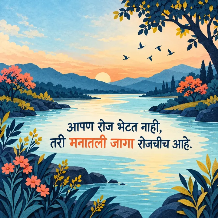 आपण रोज भेटत नाही, - नातीगोती Image, नदी, आकाश, पक्षी