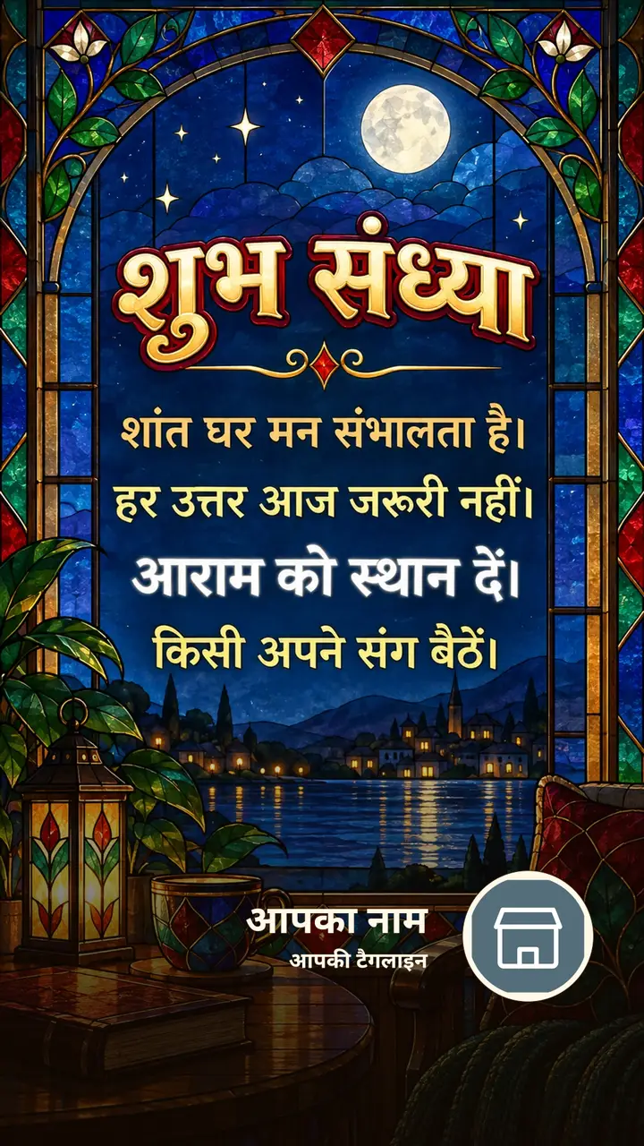 शुभ संध्या - शांत घर मन संभालता है। - हर उत्तर आज जरूरी - Sandhya Image