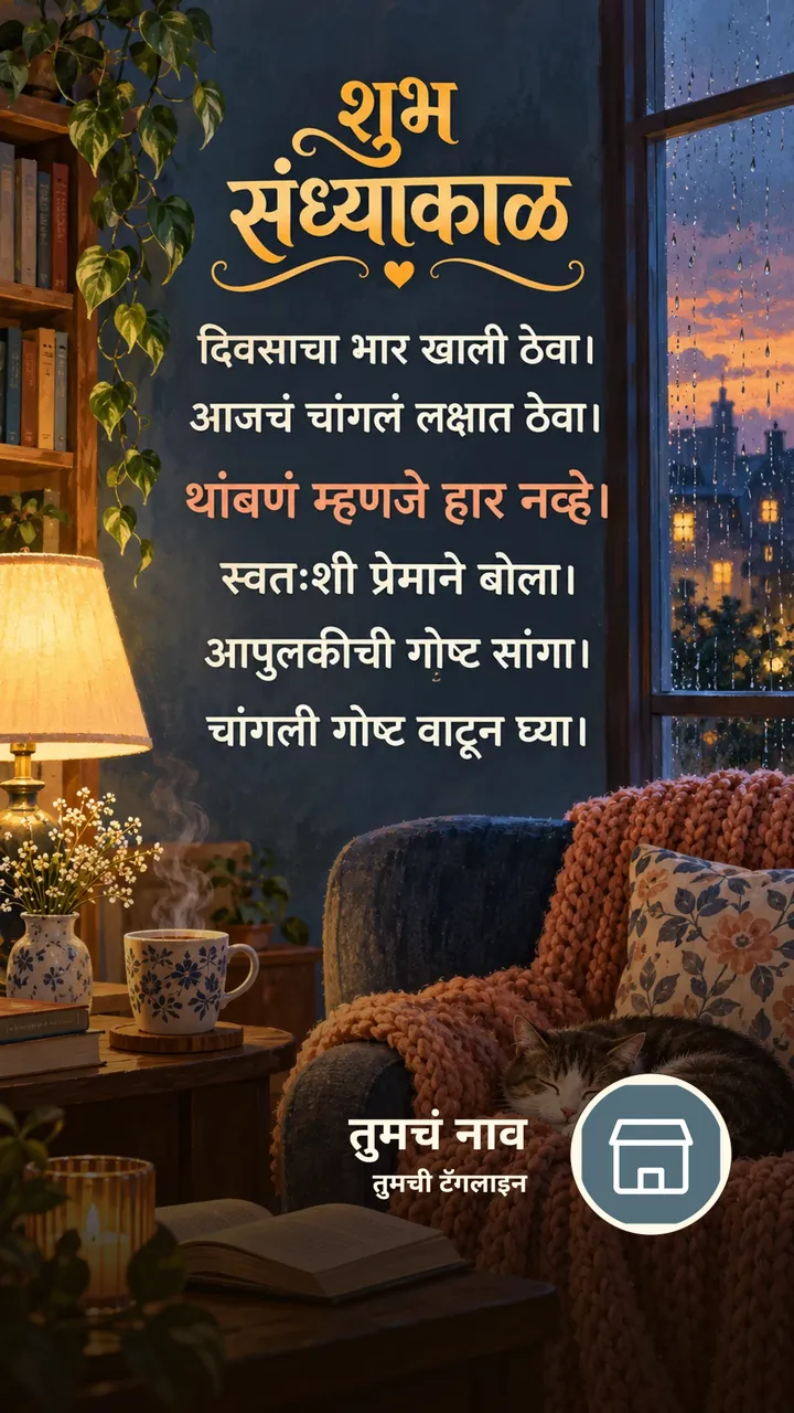 शुभ संध्याकाळ - दिवसाचा भार खाली ठेवा। - आजचं चांगलं लक्षात ठेवा। - Sandhyakal Image