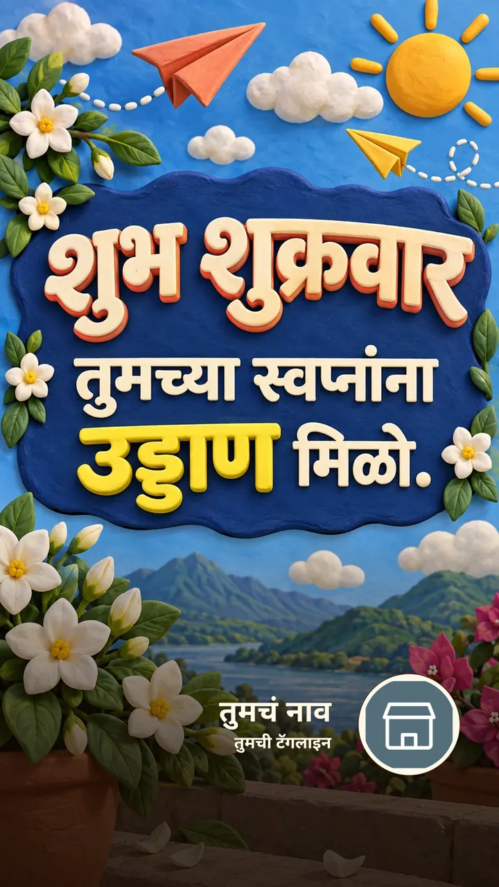 शुभ शुक्रवार - तुमच्या स्वप्नांना - दिवसभराच्या शुभेच्छा Image, फुलं, डोंगर, नदी, फुलपाखरू