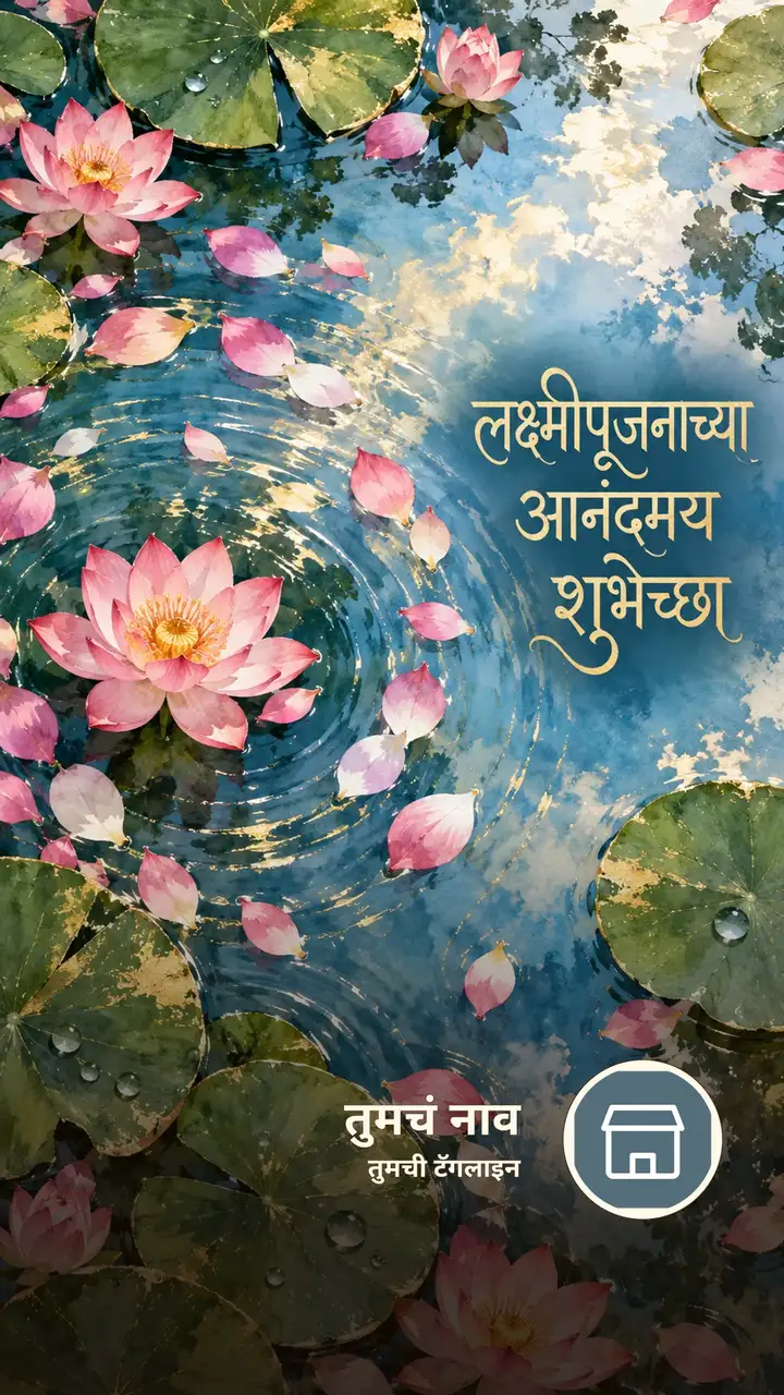 लक्ष्मीपूजनाच्या आनंदमय शुभेच्छा - Festival Image, फुलं, कमळ, नदी, आकाश