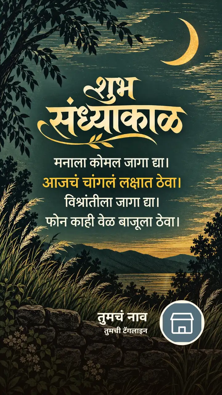 शुभ संध्याकाळ - मनाला कोमल जागा द्या। - आजचं चांगलं लक्षात ठेवा। - Sandhyakal Image