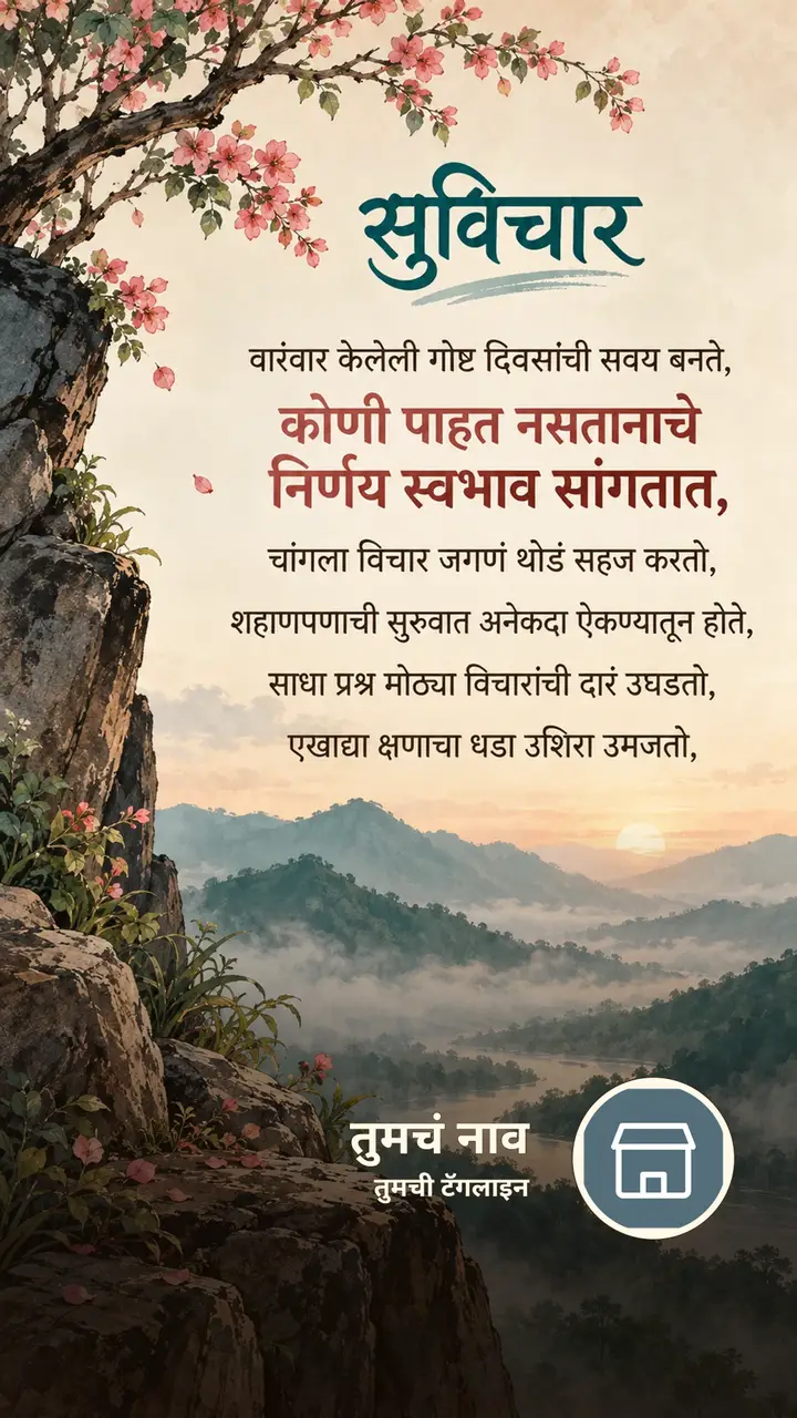 सुविचार - वारंवार केलेली गोष्ट दिवसांची सवय बनते, - कोणी पाहत - Suvichar Image, कमळ, निसर्ग