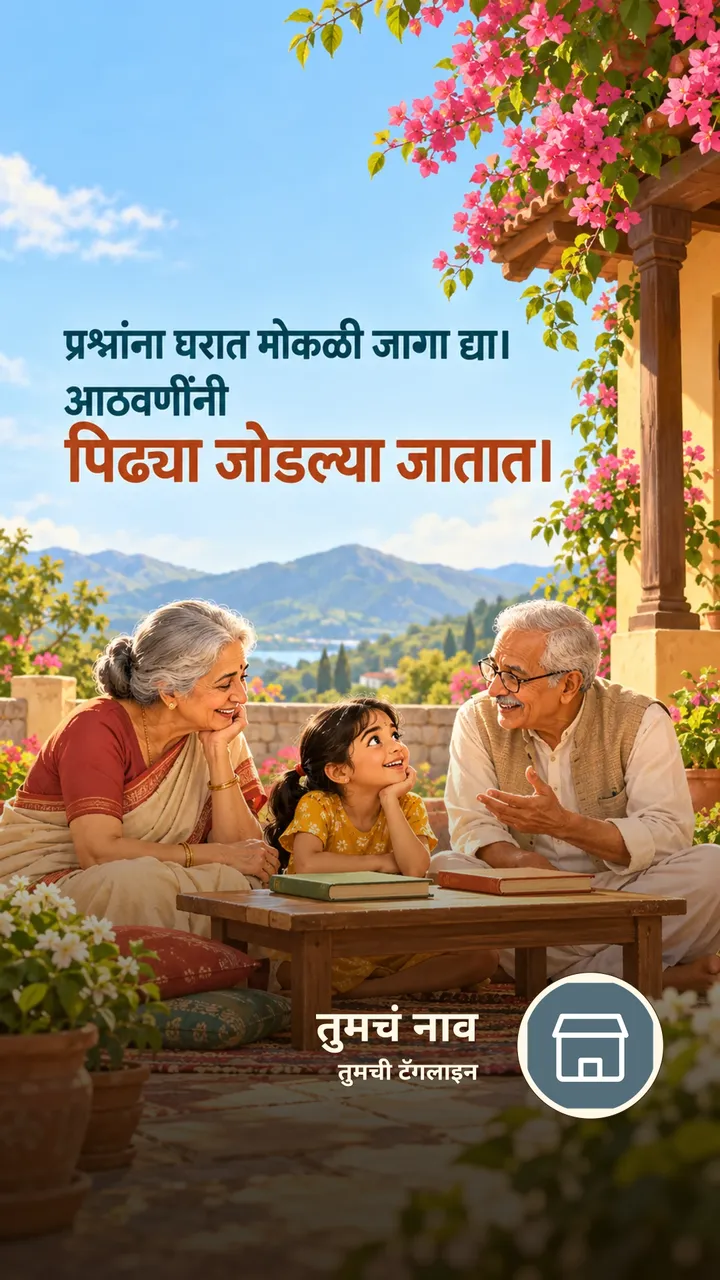 प्रश्नांना घरात मोकळी जागा द्या। - Suvichar Image, फुलं, डोंगर, कुटुंब, मुलं