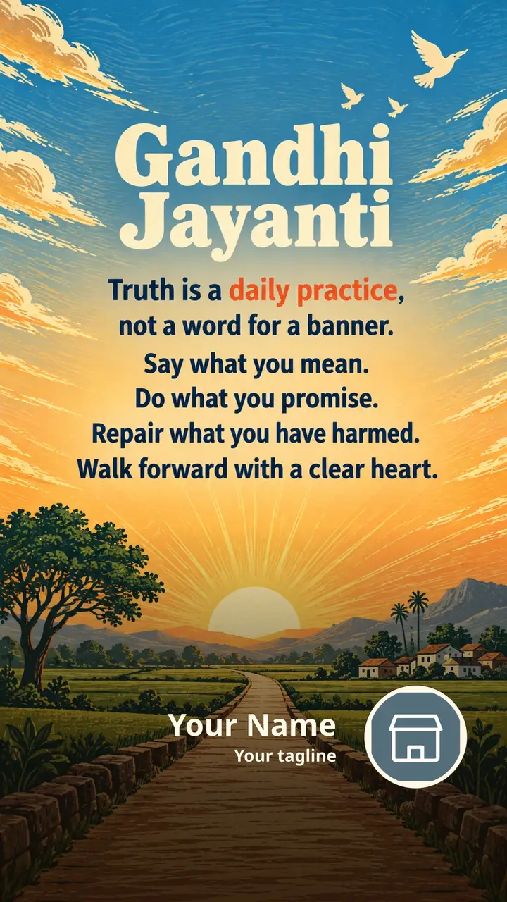 Gandhi Jayanti - Truth is a daily practice, - Festival Image, Mountains