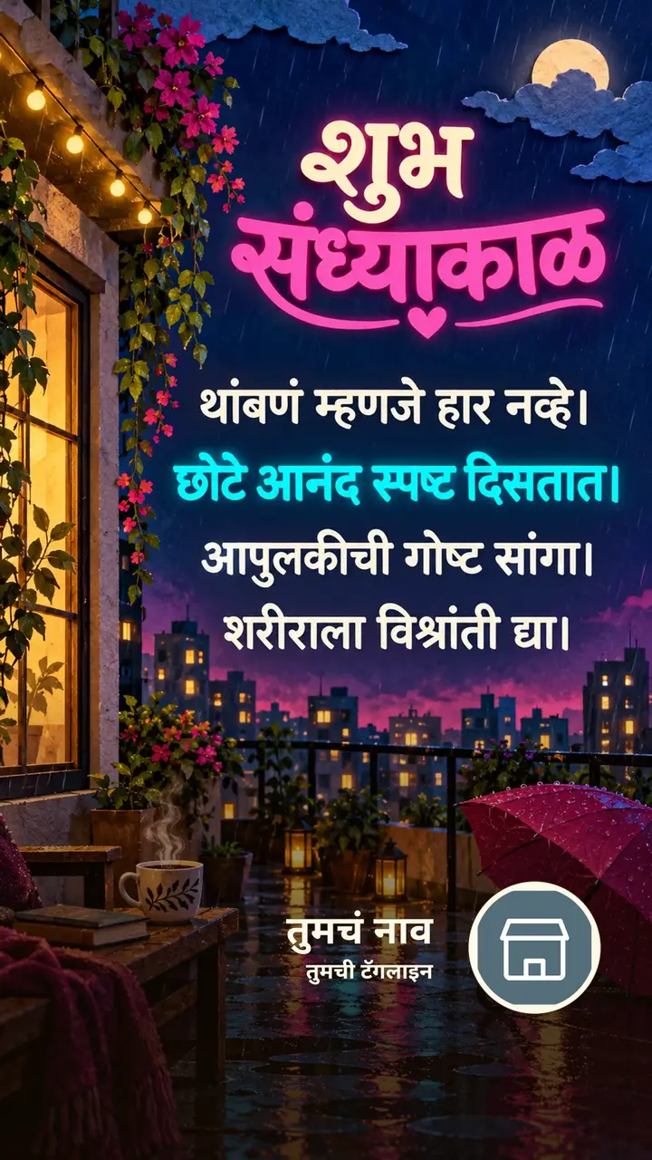 शुभ संध्याकाळ - थांबणं म्हणजे हार नव्हे। - छोटे आनंद स्पष्ट दिसतात। - Sandhyakal Image