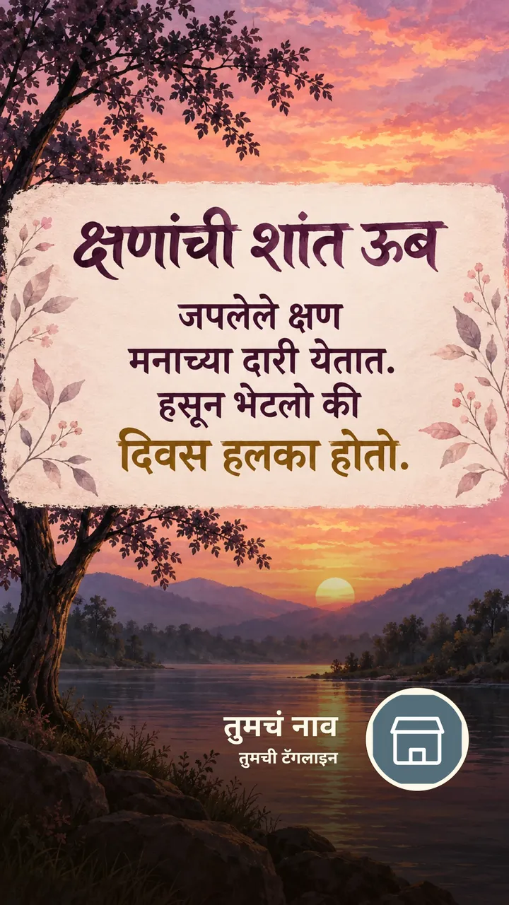 क्षणांची शांत ऊब - Suvichar Image, सूर्यास्त, निसर्ग, नदी
