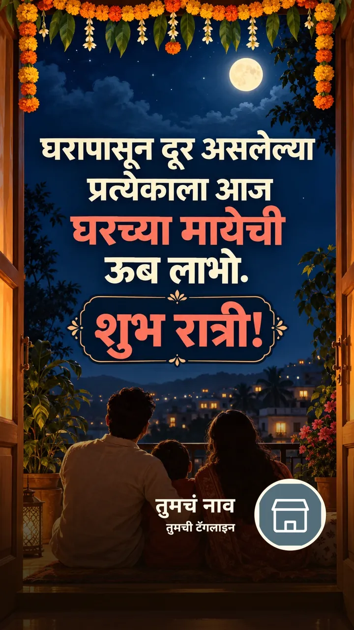 घरापासून दूर असलेल्या - Shubh Ratri Image, निसर्ग, चंद्र, कुटुंब