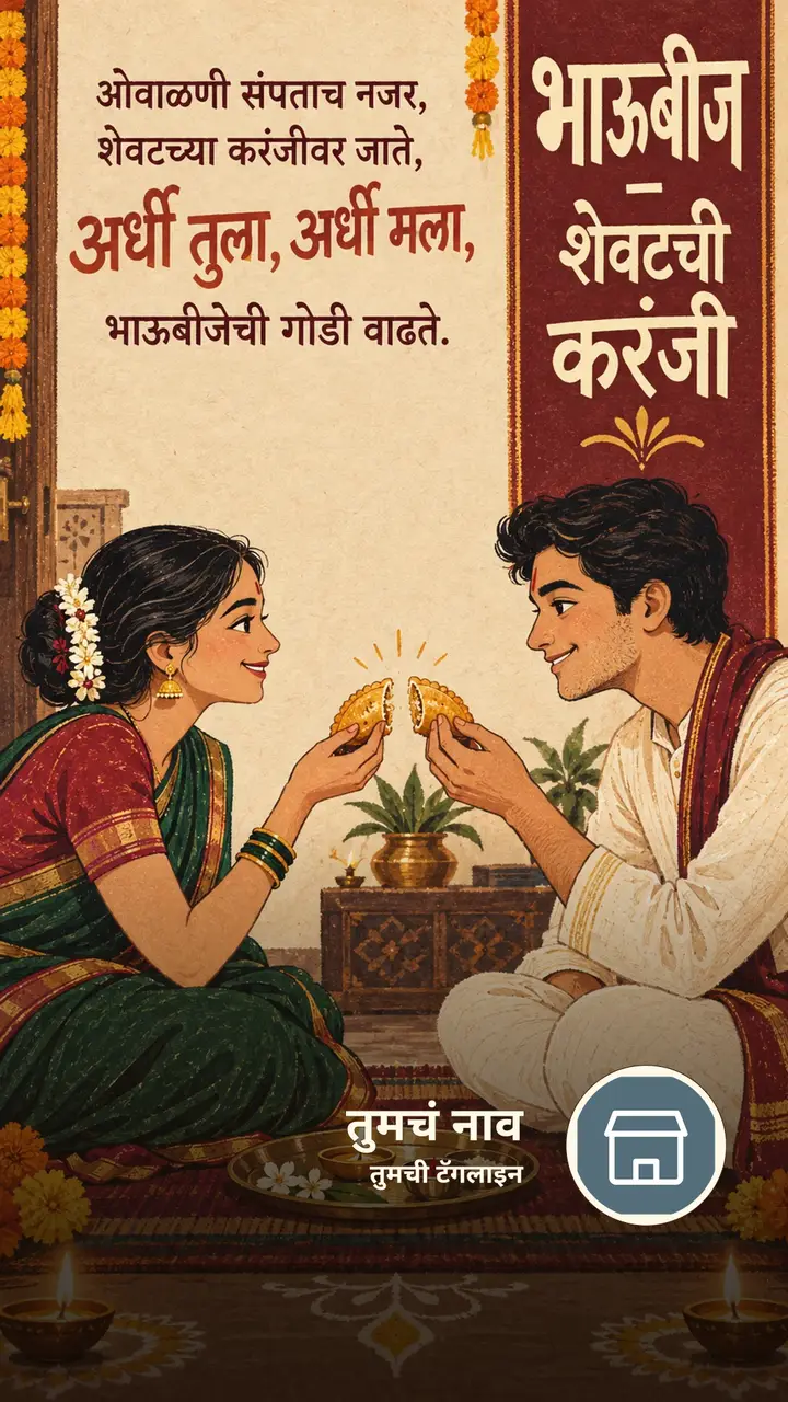 भाऊबीज - शेवटची करंजी - Festival Image, फुलं, दिवा, कुटुंब, मित्र