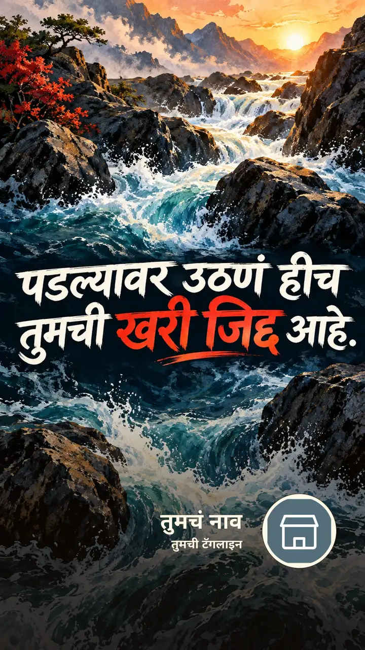 पडल्यावर उठणं हीच तुमची खरी जिद्द आहे. - Motivation Image, डोंगर, नदी