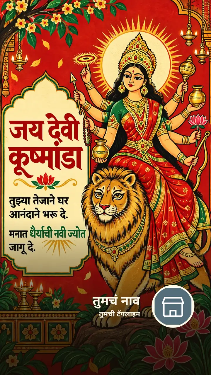 जय देवी कूष्मांडा - Bhakti Image, फुलं, दिवा, दुर्गा