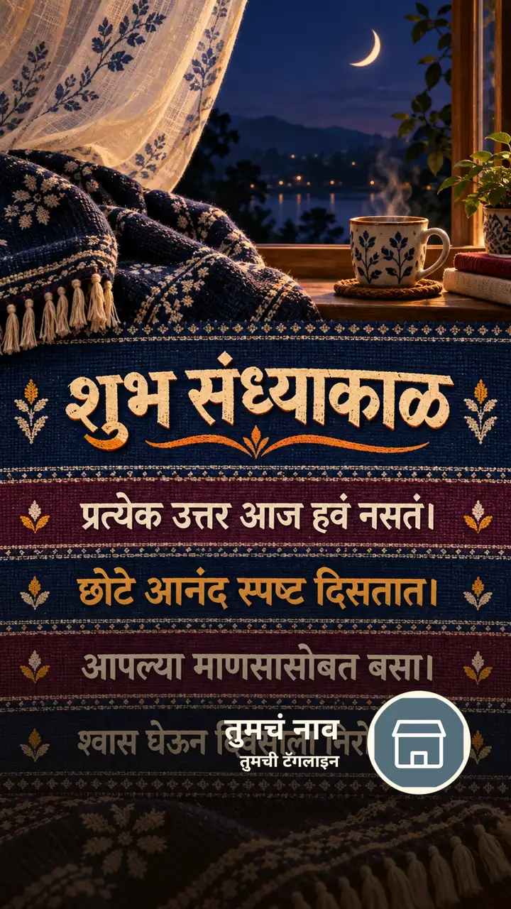 शुभ संध्याकाळ - प्रत्येक उत्तर आज हवं नसतं। - छोटे आनंद स्पष्ट दिसतात। - Sandhyakal Image