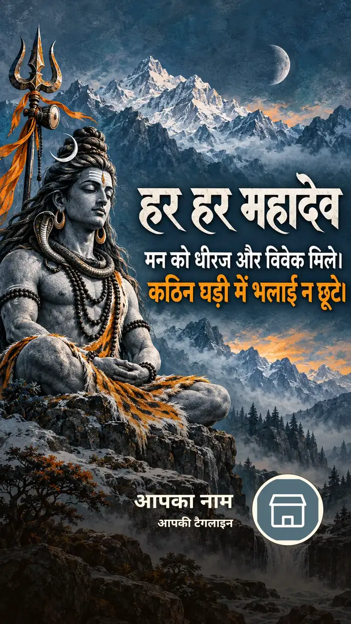 हर हर महादेव - मन को धीरज और विवेक मिले। - Bhakti Image, पहाड़, दीया, शिव
