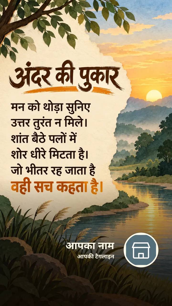 अंदर की पुकार - Suvichar Image, प्रकृति, नदी