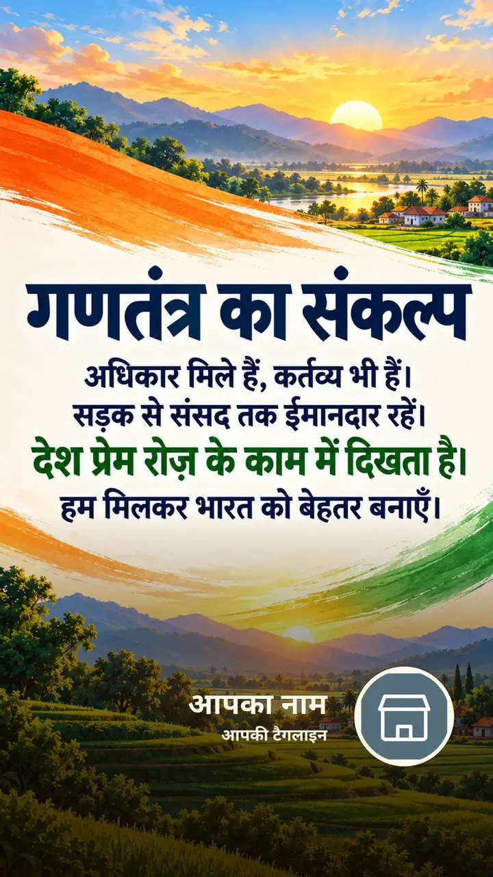 गणतंत्र का संकल्प - Festival Image, प्रकृति, पहाड़, गाँव