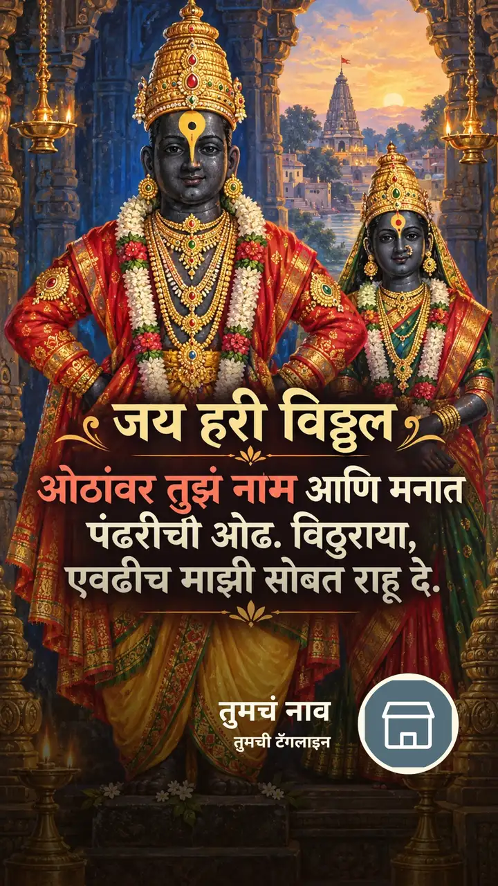 जय हरी विठ्ठल - ओठांवर तुझं नाम आणि मनात - Bhakti Image, फुलं, नदी, विठ्ठल