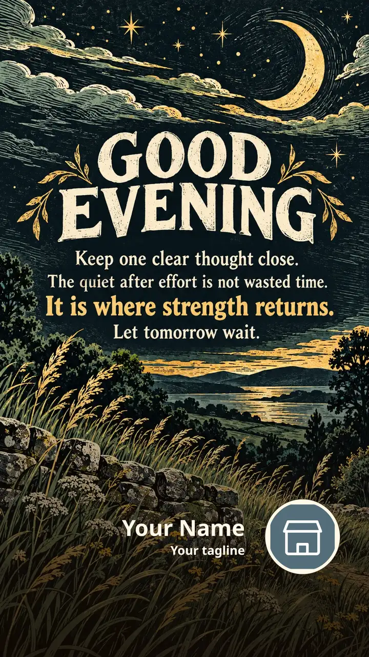 GOOD EVENING - Keep one clear thought close. - The quiet after effort - Good Evening Image