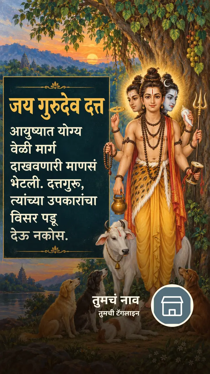 जय गुरुदेव दत्त - आयुष्यात योग्य - Bhakti Image, दत्तगुरू
