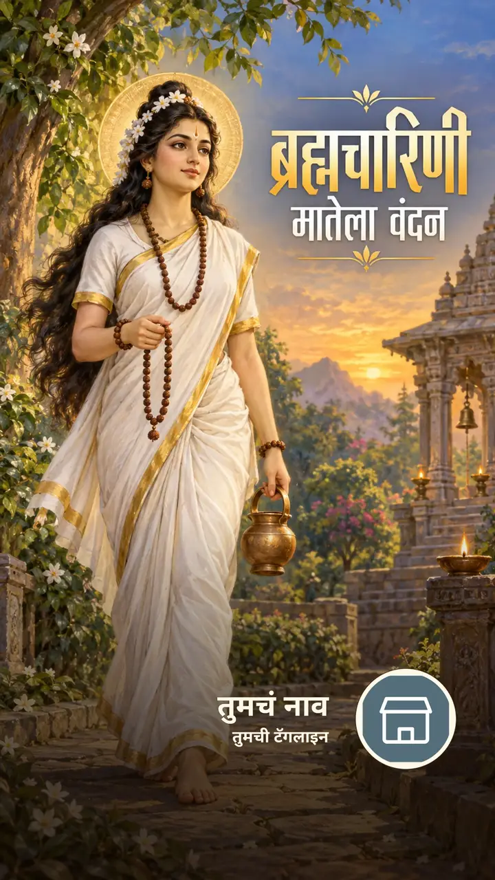 ब्रह्मचारिणी मातेला वंदन - Bhakti Image, फुलं, निसर्ग, दुर्गा