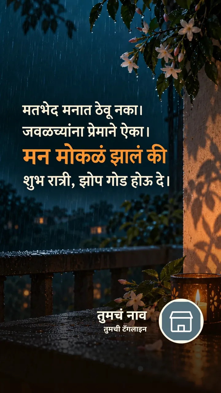 मतभेद मनात ठेवू नका। - Shubh Ratri Image, फुलं, पाऊस, चांदण्या, मेणबत्ती