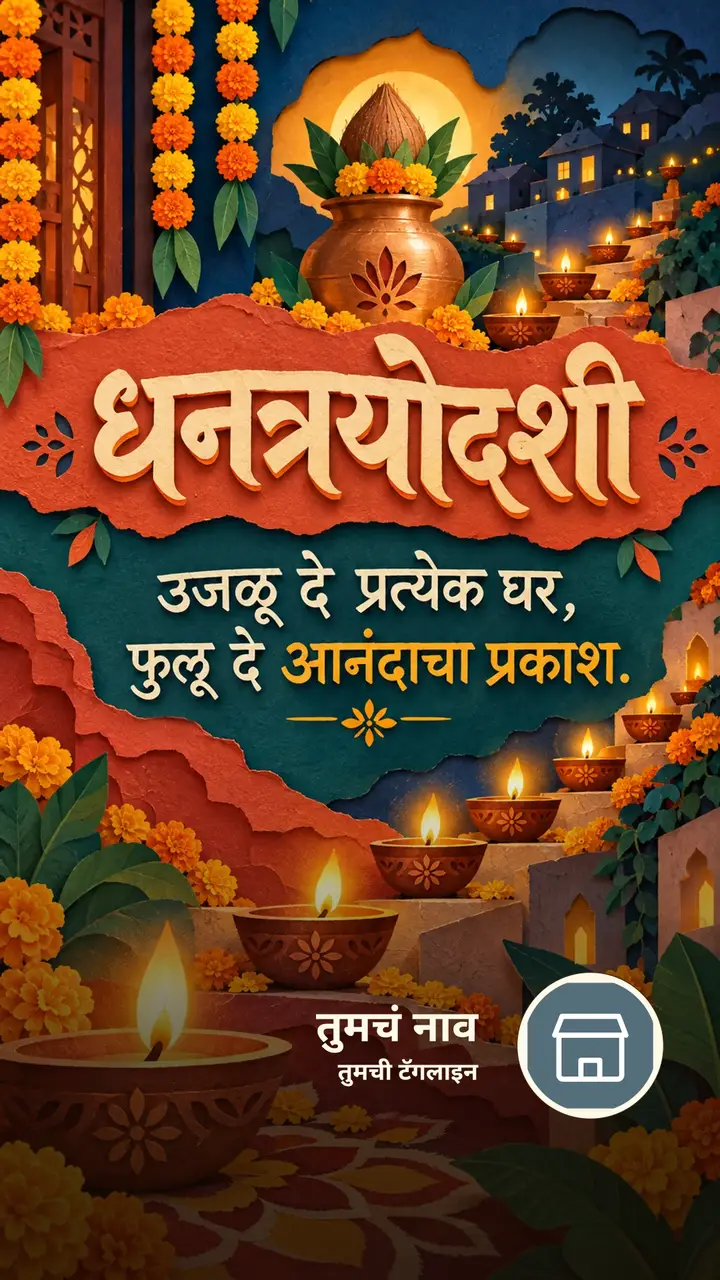 धनत्रयोदशी - उजळू दे प्रत्येक घर, - Festival Image, फुलं, दिवा