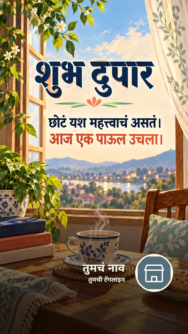 शुभ दुपार - छोटं यश महत्त्वाचं असतं। - आज एक पाऊल उचला। - Shubh Dupar Image
