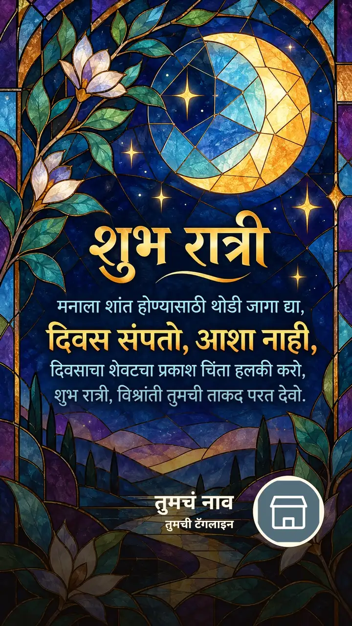 शुभ रात्री - मनाला शांत होण्यासाठी थोडी जागा द्या, - दिवस संपतो, आशा - Shubh Ratri Image, चंद्र, चांदण्या, मेणबत्ती